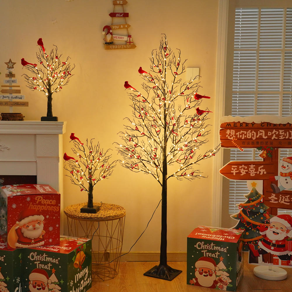 JORIX Easter Gift 150cm LED Maple Tree Lights with Red Bird Ornaments 200 Warm White LEDs 8 Lighting Modes Safe Adapter Base Powered Indoor Decor Mother's Day & Father's Day Gift - Image 5