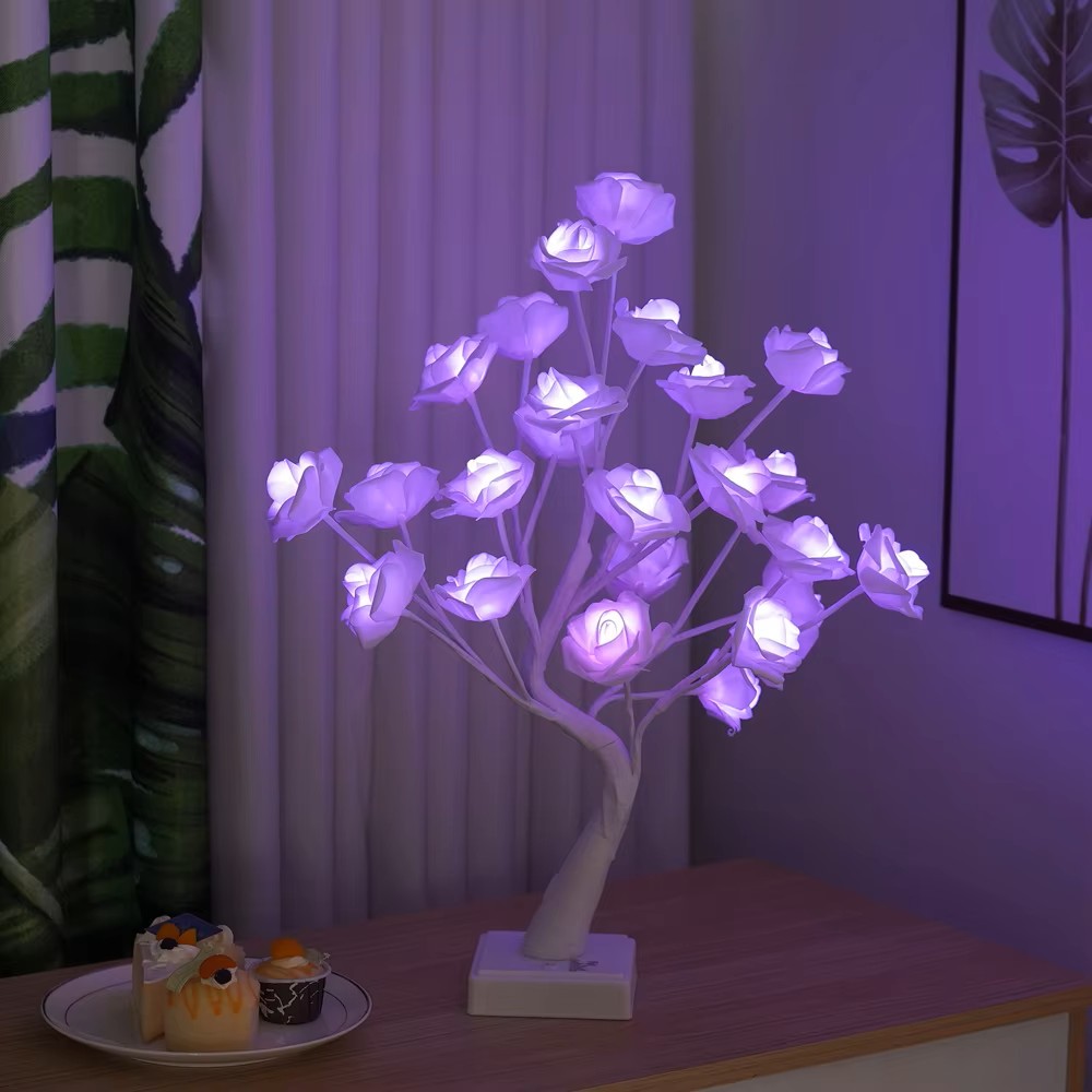 JORIX Easter Gift Rose Tree Remote Control Lamp USB & Battery Powered 16 Multi-Color Changing Bedside Night Light Desk Lamp for Anniversary Party Bedroom Home Décor Mother's Day & Father's Day Gift - Image 11