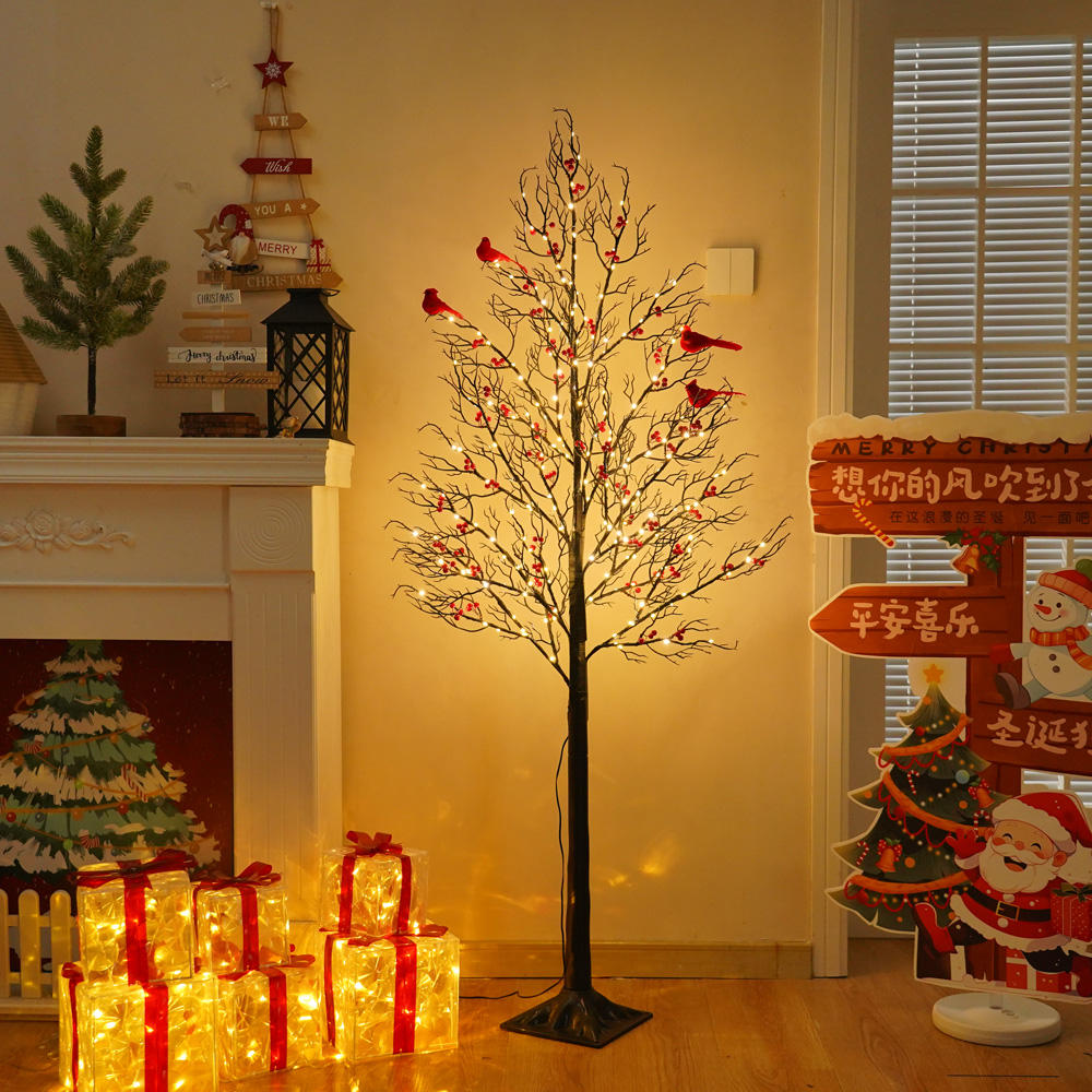 JORIX Easter Gift 150cm LED Maple Tree Lights with Red Bird Ornaments 200 Warm White LEDs 8 Lighting Modes Safe Adapter Base Powered Indoor Decor Mother's Day & Father's Day Gift - Image 4