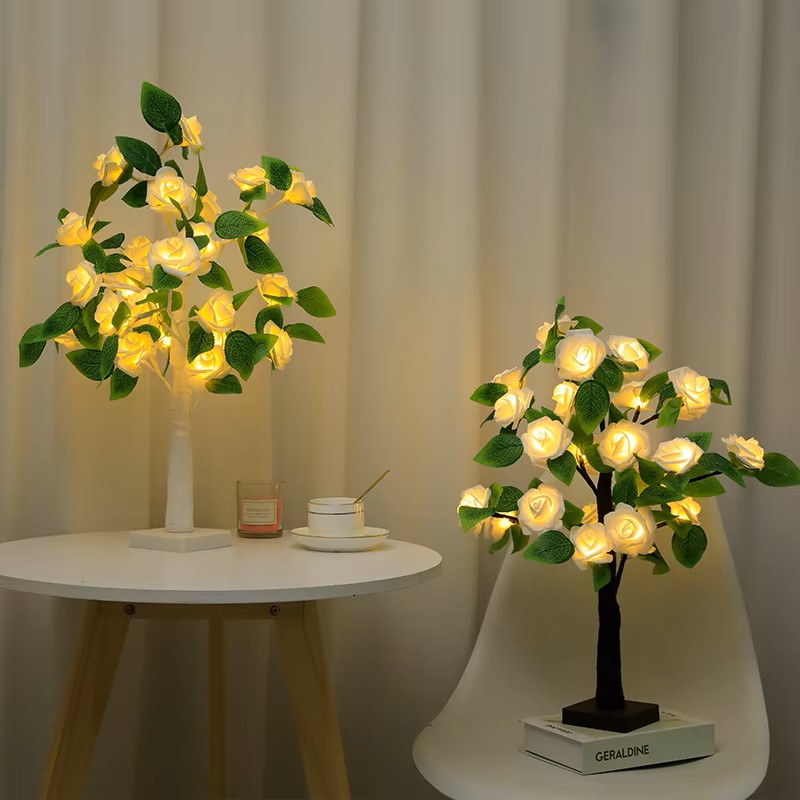 JORIX Easter Gift Rose Tree Lamp LED Night Light USB & Battery Powered Bedside Desk Lamp Romantic Bedroom Home Décor Mother's Day & Father's Day Gift - Image 6