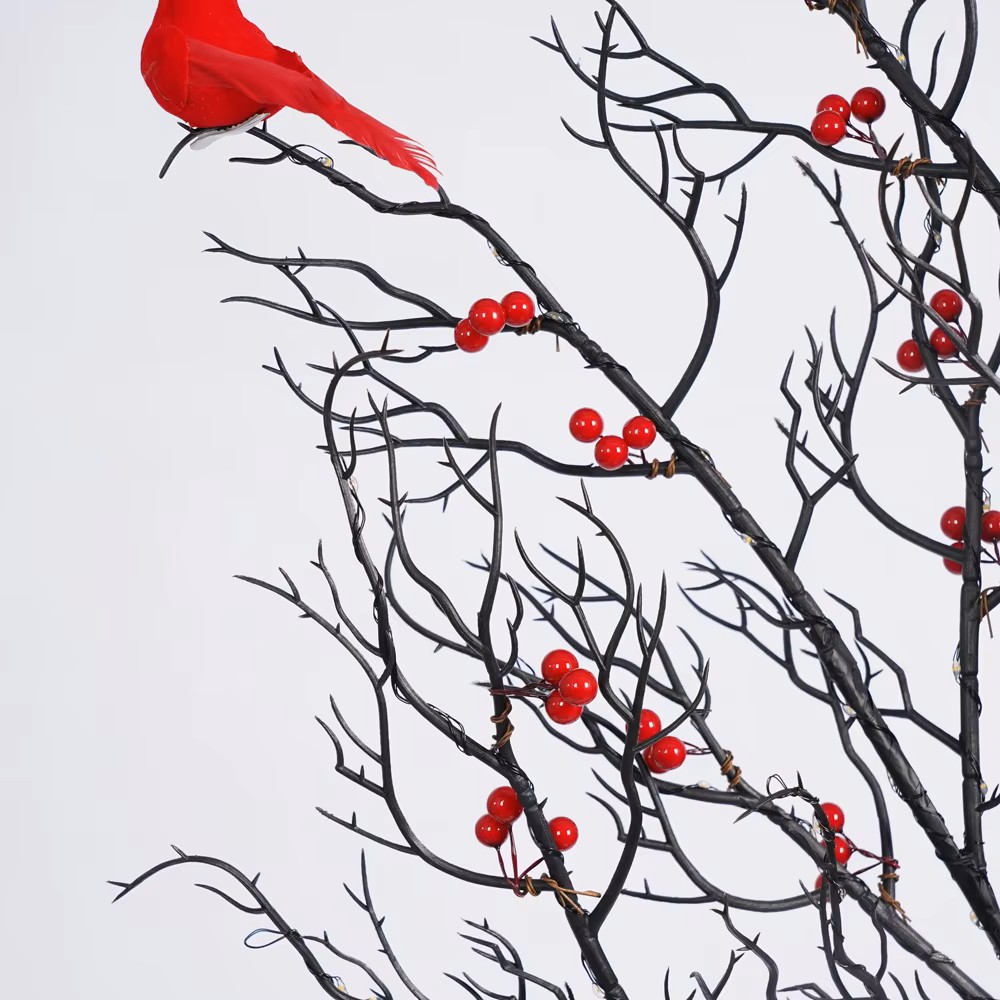 JORIX Easter Gift 150cm LED Maple Tree Lights with Red Bird Ornaments 200 Warm White LEDs 8 Lighting Modes Safe Adapter Base Powered Indoor Decor Mother's Day & Father's Day Gift - Image 8