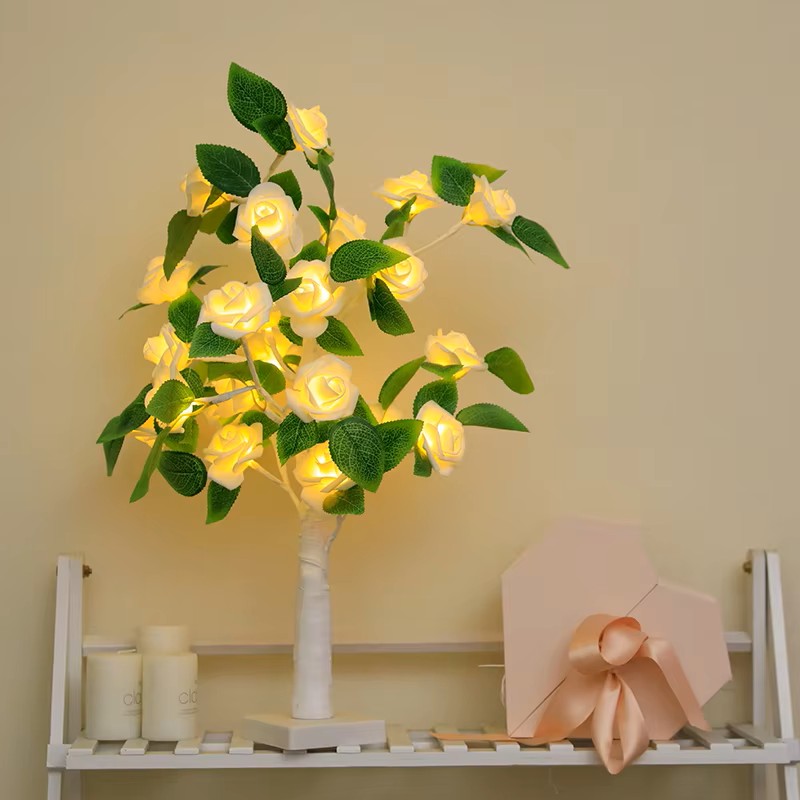 JORIX Easter Gift Rose Tree Lamp LED Night Light USB & Battery Powered Bedside Desk Lamp Romantic Bedroom Home Décor Mother's Day & Father's Day Gift - Image 7