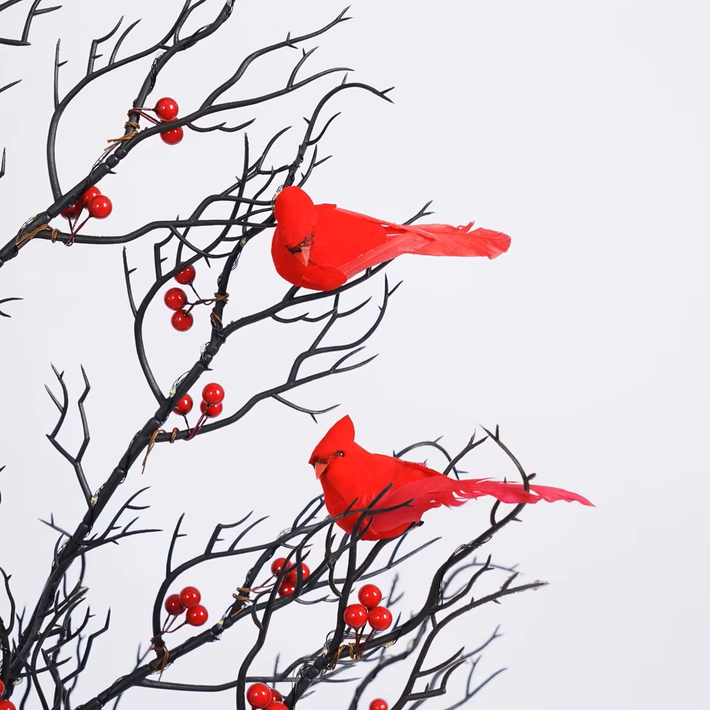 JORIX Easter Gift 150cm LED Maple Tree Lights with Red Bird Ornaments 200 Warm White LEDs 8 Lighting Modes Safe Adapter Base Powered Indoor Decor Mother's Day & Father's Day Gift - Image 3
