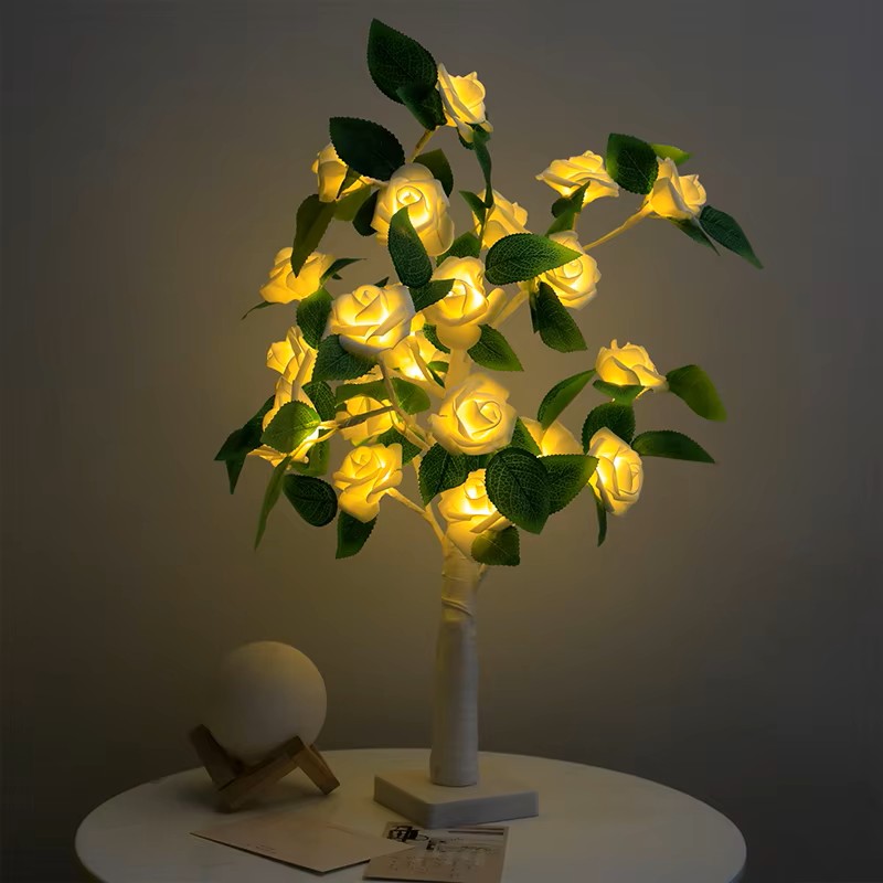 JORIX Easter Gift Rose Tree Lamp LED Night Light USB & Battery Powered Bedside Desk Lamp Romantic Bedroom Home Décor Mother's Day & Father's Day Gift - Image 8