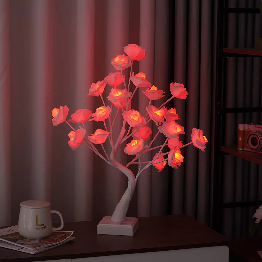 JORIX Easter Gift Rose Tree Remote Control Lamp USB & Battery Powered 16 Multi-Color Changing Bedside Night Light Desk Lamp for Anniversary Party Bedroom Home Décor Mother's Day & Father's Day Gift - Image 2