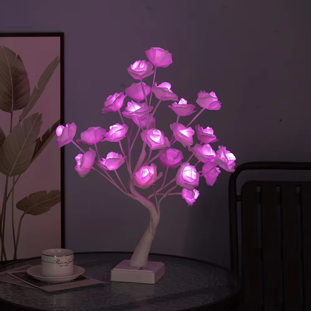 JORIX Easter Gift Rose Tree Remote Control Lamp USB & Battery Powered 16 Multi-Color Changing Bedside Night Light Desk Lamp for Anniversary Party Bedroom Home Décor Mother's Day & Father's Day Gift - Image 3