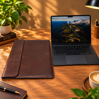 100% Genuine Cowhide Leather Laptop Sleeve